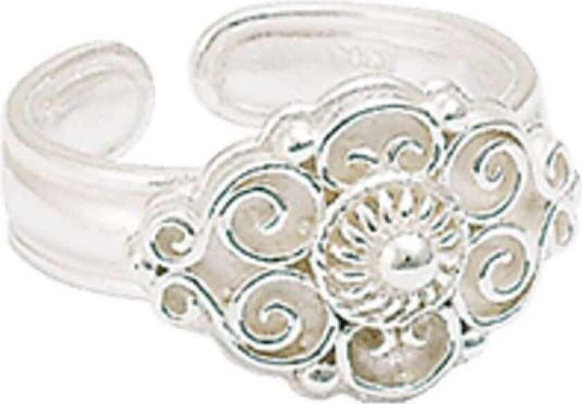 Bunadsring i 830 hvitt sølv med krus