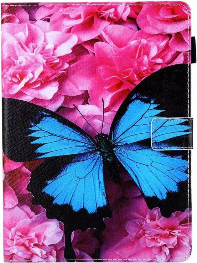iPad Mini (2021) - Skinndeksel med Lommebok og Trykk - Blå Sommerfugl