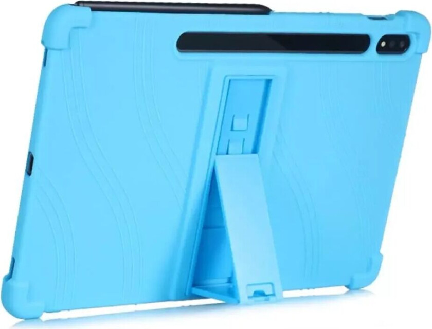 Samsung Galaxy Tab S8 Plus / S7 Plus 12.4" Silikon Deksel m. Stativ - Blå