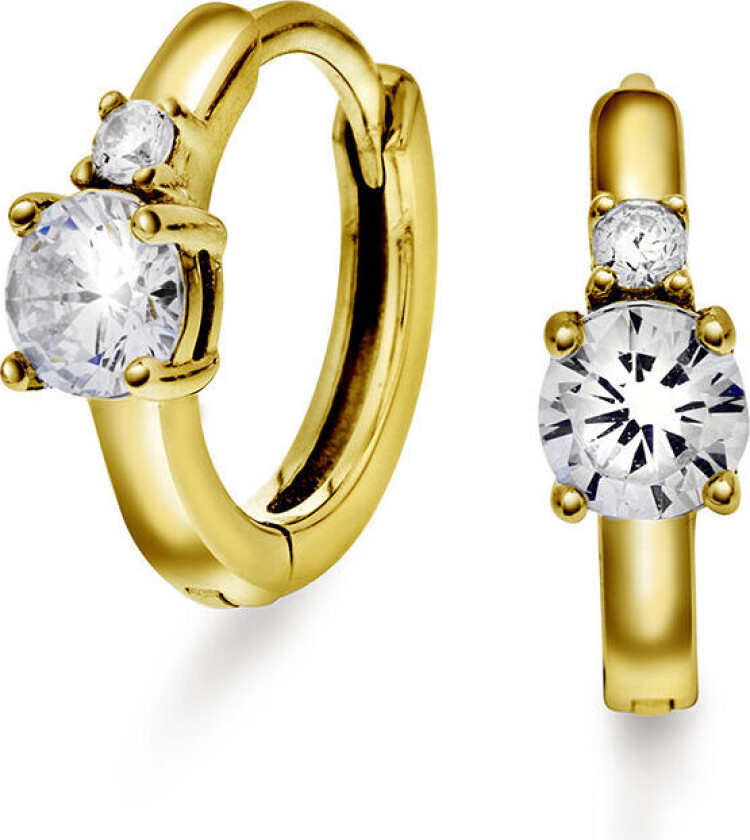 , Øreringer i 925 forgylt sølv med zirkonia