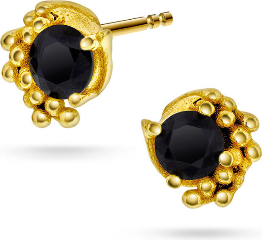 Shapes by Gulldia, Halo øredobber i 925 forgylt sølv med sort emalje