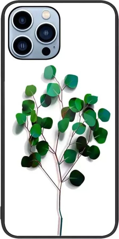 iPhone 14 Pro bakdeksel med glassbakside - Grønne Blader