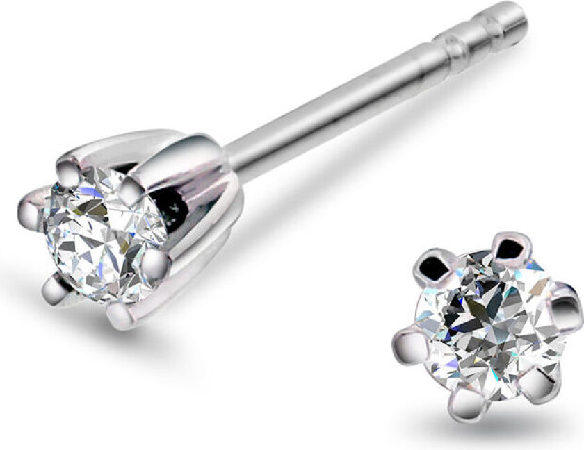 Olivia, Øredobber i 585 hvitt gull med diamant 0,14 ct