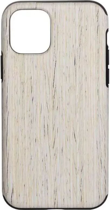 iPhone 12 / 12 Pro Plastikkdeksel m. Tre Tekstur Stribet Tre - Hvit