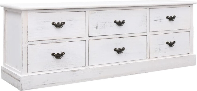 TV-benk antikk hvit 108x30x40 cm heltre keisertre