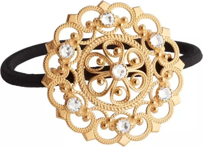 Hårstrikk med rosedekor i 830 forgylt sølv