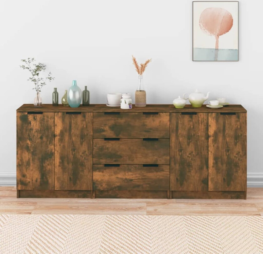 Skjenker 3 stk røkt eik konstruert tre