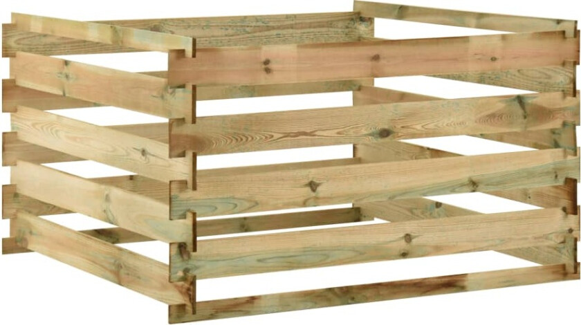 Kompostkasse med lamelldesign 120x120x70 cm impregnert furu