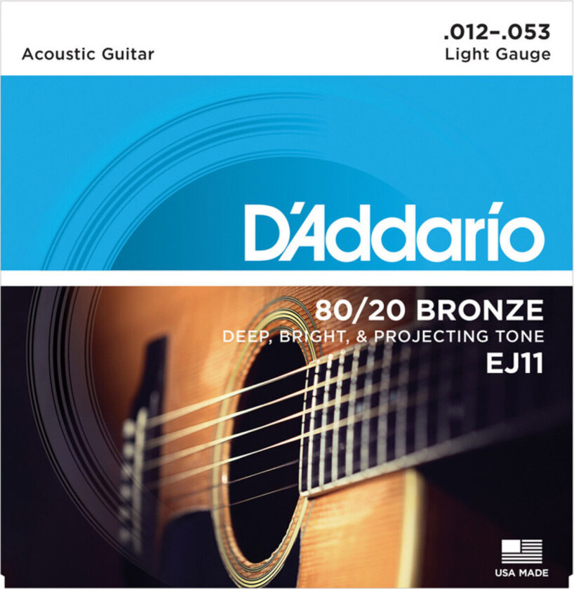 DAddario EJ11 80/20 Bronze Acoustic Guitar Strings Light 12-53