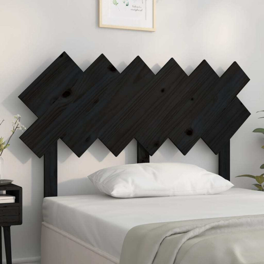 Sengegavl svart 122,5x3x80,5 cm heltre furu