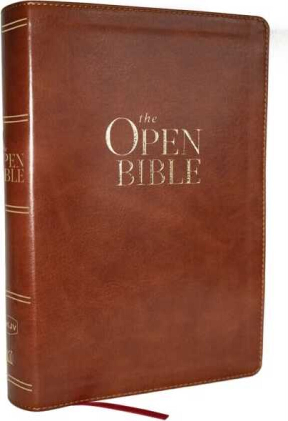 The Open Bible: Read and Discover the Bible for Yourself (NKJV Brown Leathersoft, Red Letter, Comfort Print)
