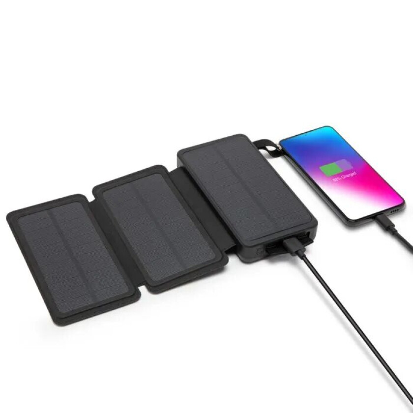 Powerbank med solcellelading 16 000 mAh