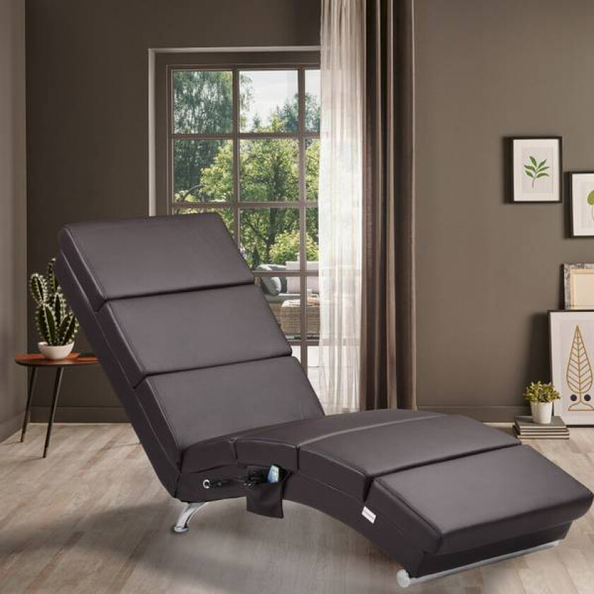 Sjeselong London mørk brun med massasje og varme