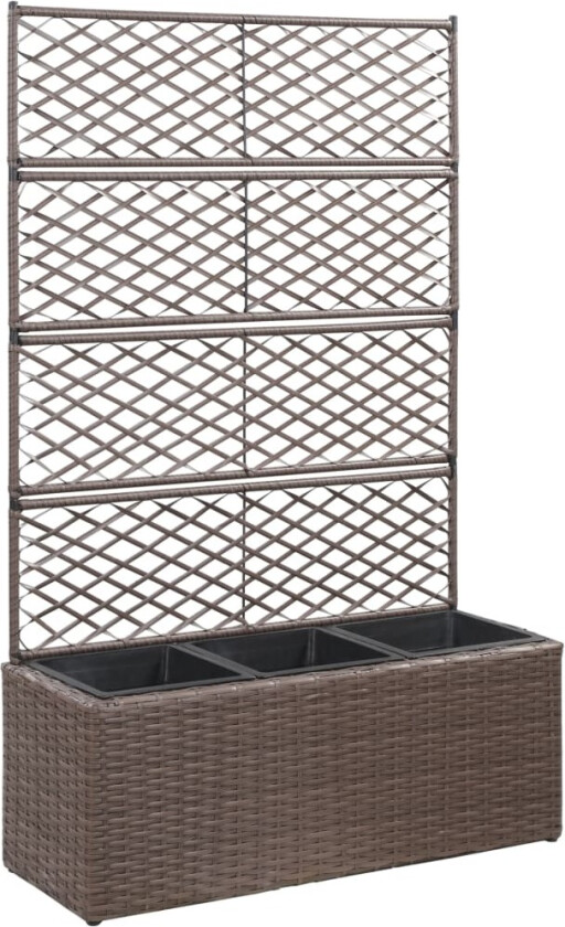 Høybed med espalier 3 potter 83x30x130 cm polyrotting brun