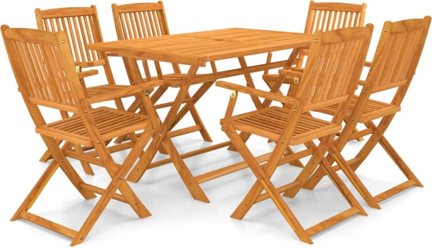 Utendørs sammenleggbar spisestue 7 deler heltre akasie