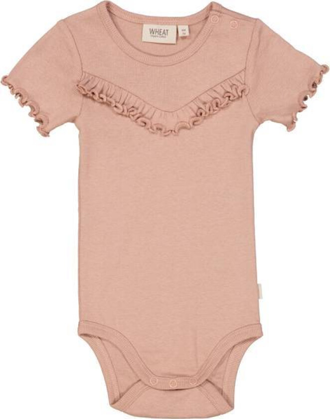 Rib Body Ruffle Ss Rose Dawn