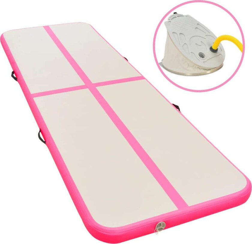 Bilde av Oppblåsbar gymnastikkmatte med pumpe 400x100x10 cm PVC rosa