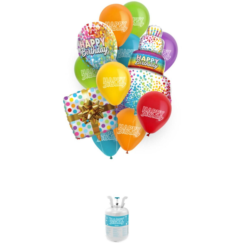 Heliumtank M/Ballonger Happy Birthday