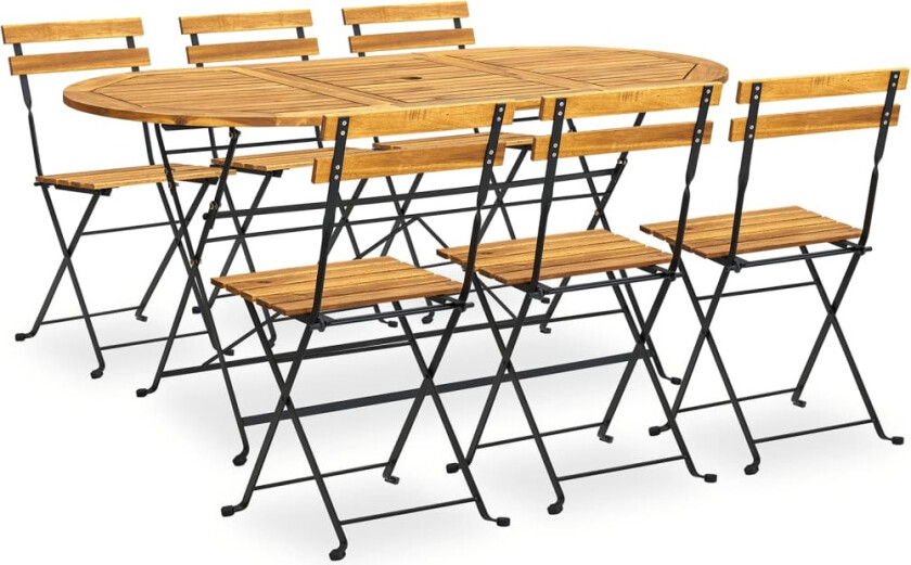 Utendørs sammenleggbar spisestue 7 deler heltre akasie