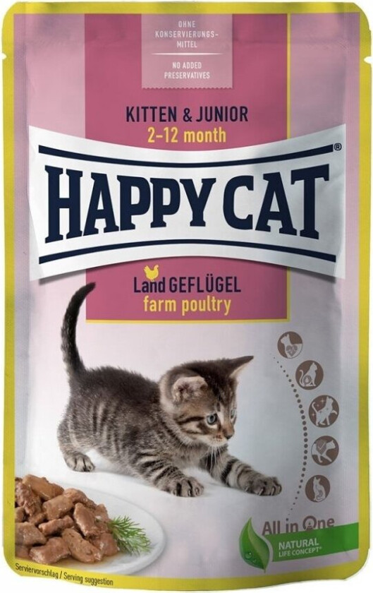 Happy Cat Kitten & Junior Farm Poultry 85 g