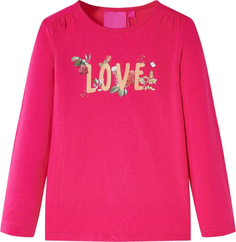 T-skjorte for barn med lange ermer knallrosa 116