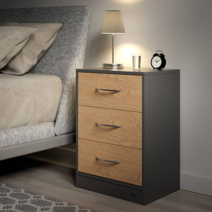 Nattbord Eloise 54x39x28cm - tre/mørkgrå