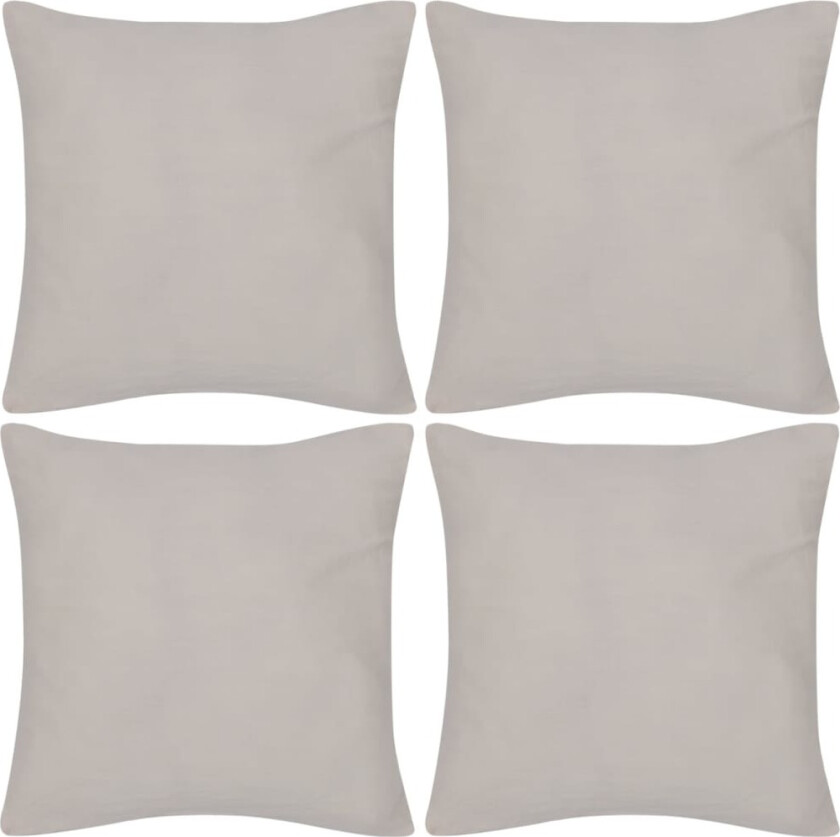 4 Beige putetrekk, bomull 50 x 50 cm