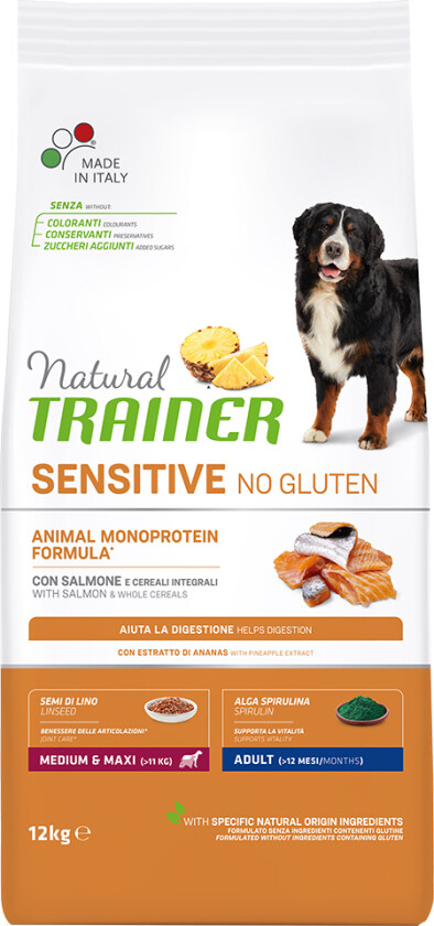 No Gluten Adult Medium/Maxi med laks - Økonomipakke: 2 x 12 kg