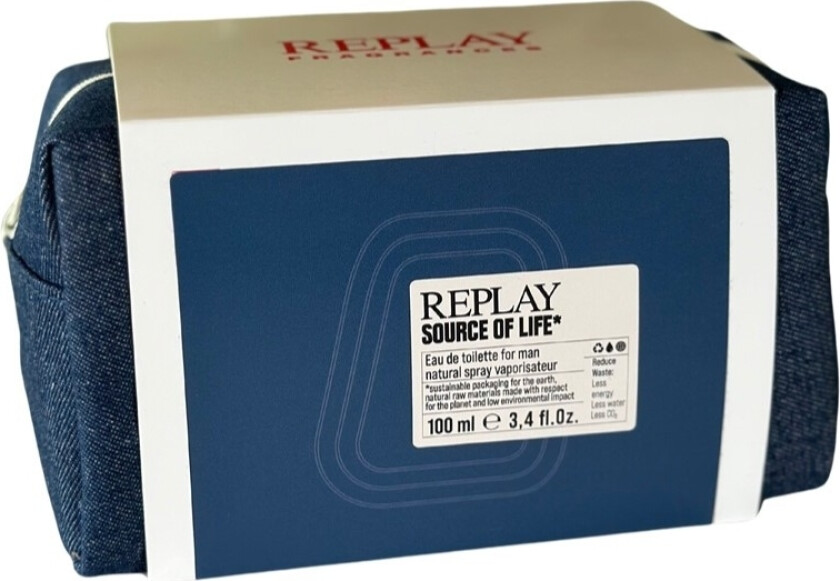 Giftset Replay Source Of Life Man Edt 100ml + Pochette