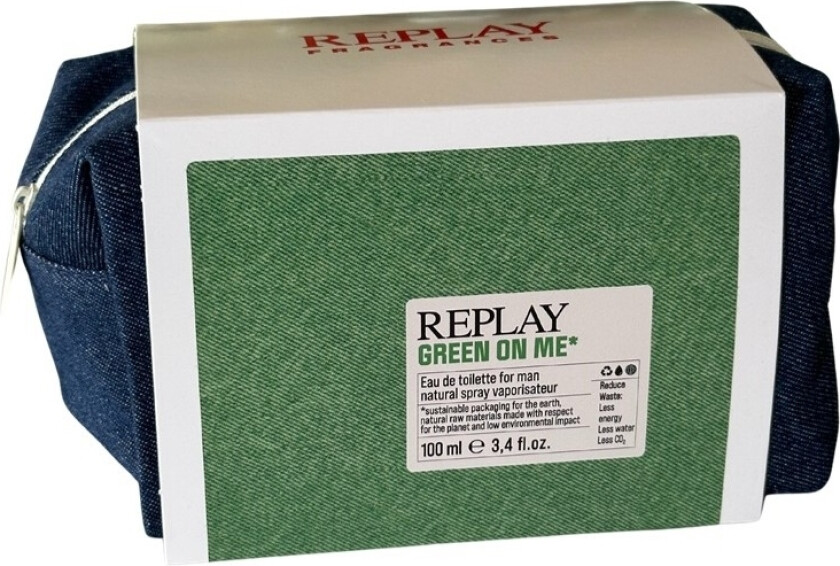 Giftset Replay Green On Me Man Edt 100ml + Pochette