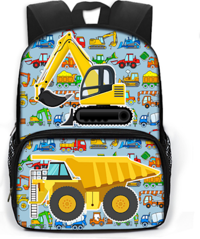 Tegnet brannbil bil gravemaskin traktor ryggsekk barnehage skoleveske stil 12
