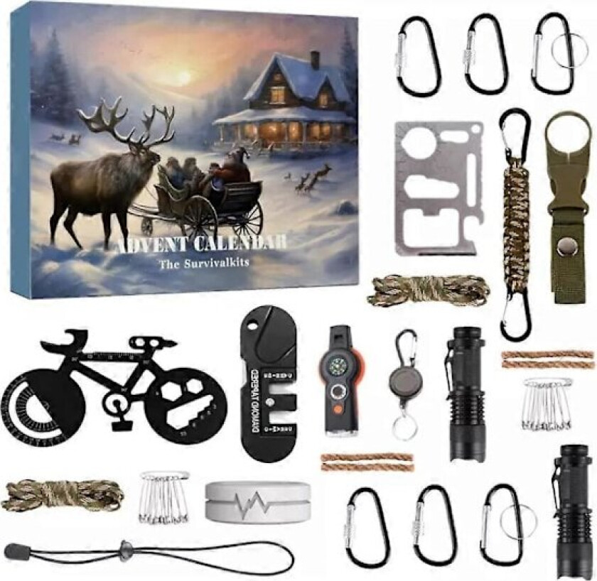 Adventskalender med overlevelsesutstyr for menn - Overlevelsesverktøy Adventskalender