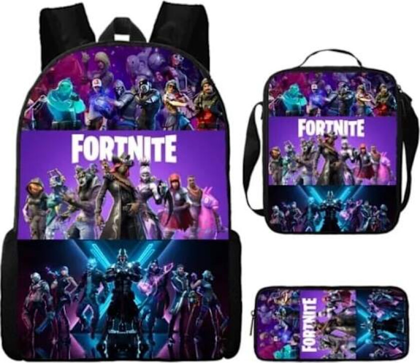 Fortnite Ryggsekk Stor Kapasitet Trifold Skolesekk for Studenter