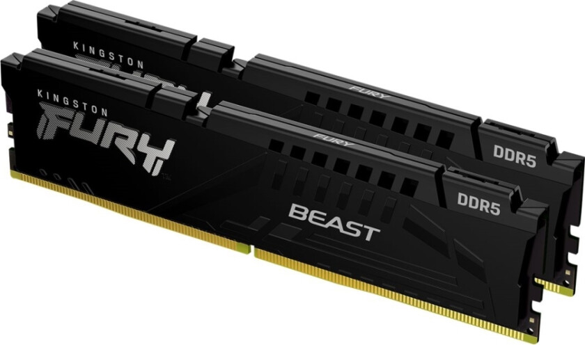 Kingston Fury Beast - Ddr5 - Sett - 16 Gb: 2 X 8 Gb - Dimm 288-Pin - 6000 Mhz / Pc5-48000 - Cl40 - 1.35 V - Ikke-Bufret - On-Die Ecc