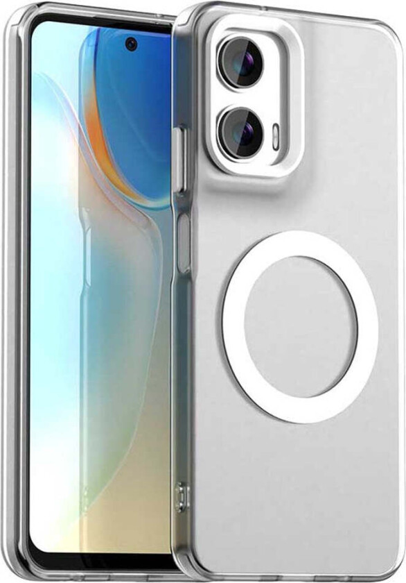Motorola Moto G35 5G Hybrid Plast Deksel - MagSafe Kompatibel - Gjennomsiktig / Hvit