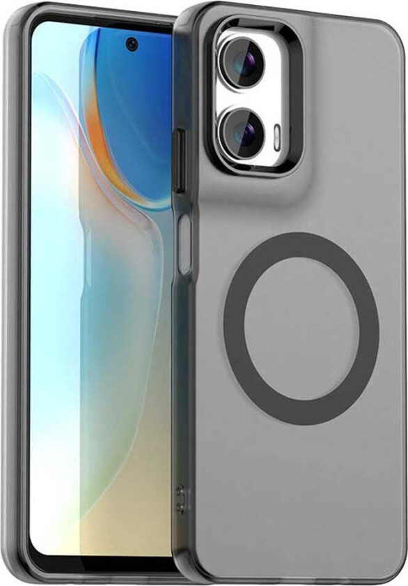 Motorola Moto G35 5G Hybrid Plast Deksel - MagSafe Kompatibel - Gjennomsiktig / Svart