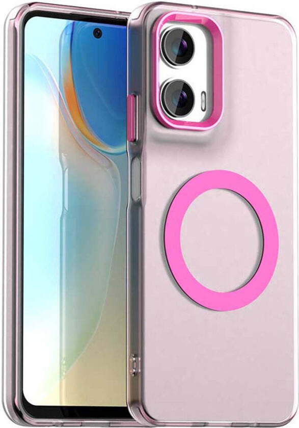Motorola Moto G35 5G Hybrid Plast Deksel - MagSafe Kompatibel - Gjennomsiktig / Rosa