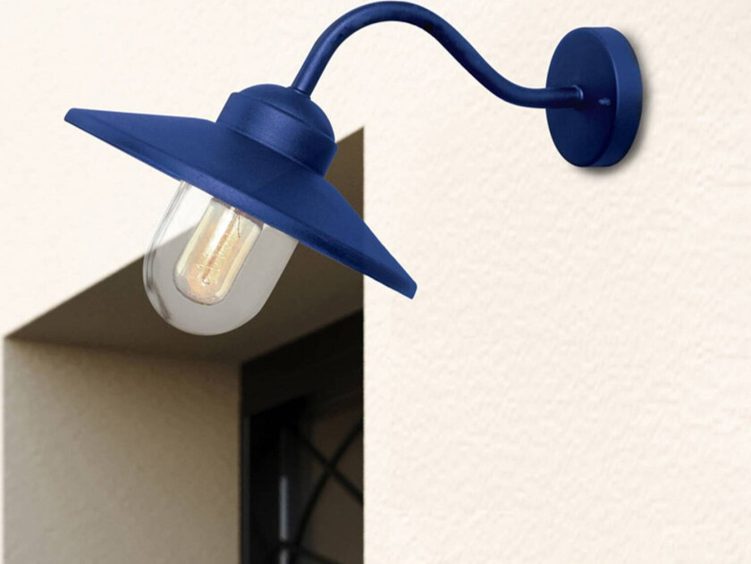 Utendørs vegglampe Klampenborg, blå, lykt, rustfritt stål