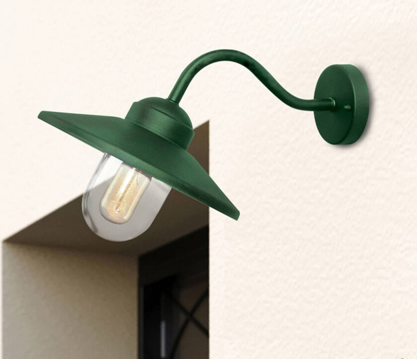 Utendørs vegglampe Klampenborg, grønn, lykt, rustfritt stål