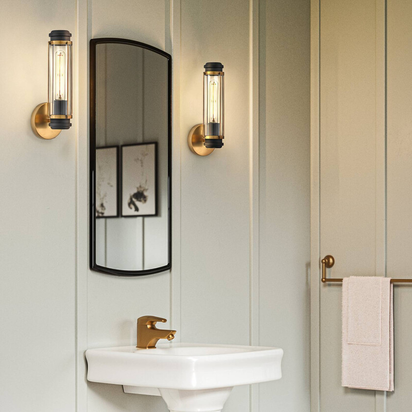 Masthead vegglampe til bad, messing, 1 lyskilde, høyde 35 cm