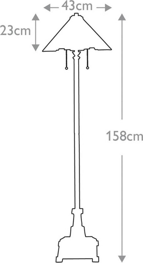 Gulvlampe, Inglenook, Tiffany-stil, bronse, høyde 158 cm