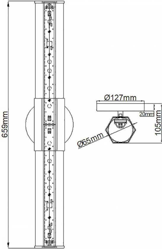 LED-vegglampe til bad Facet Dual, krom, 2 lyskilder, bredde 66 cm