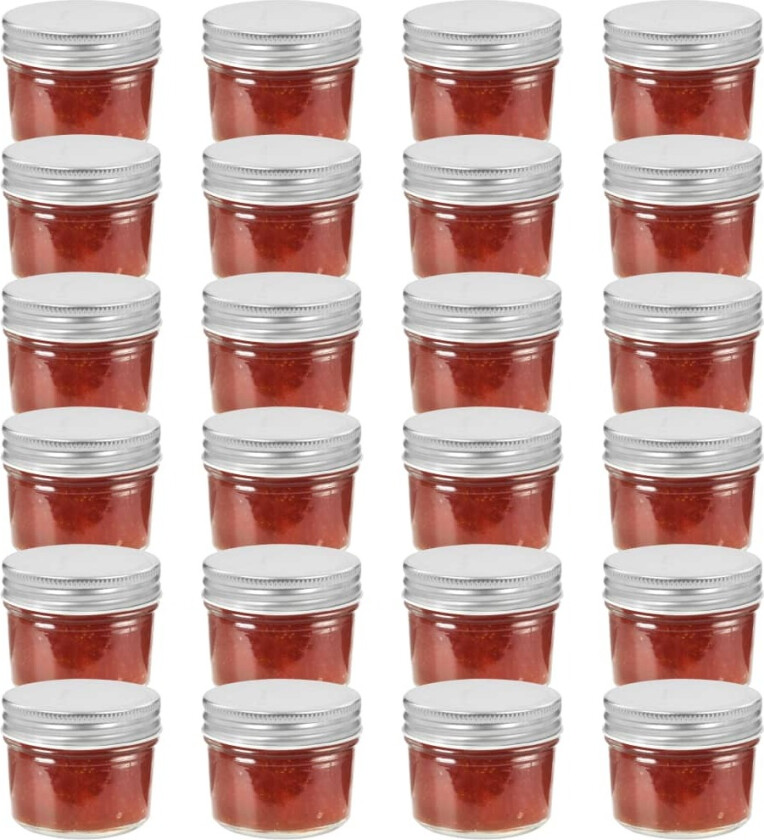 Bilde av Syltetøyglass med sølve lokk 24 stk 110 ml