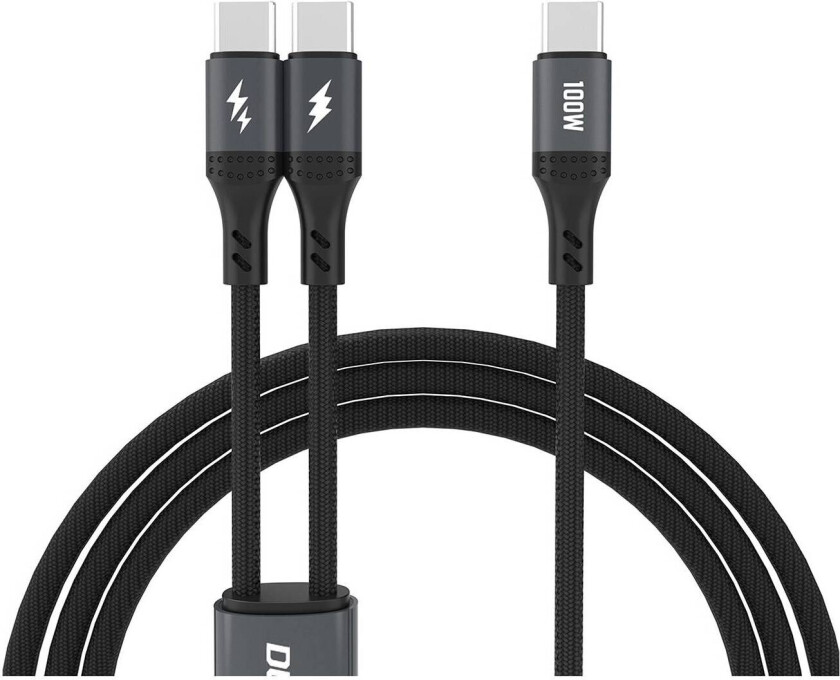 2-i-1 USB-C Y kabel 100W 1.2m