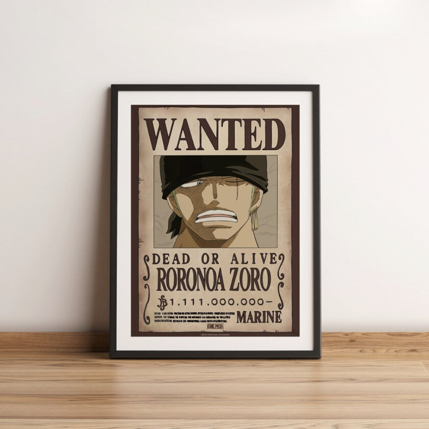 Plakat 52 x 38 cm Wanted Zoro Wano | Supernerds.no - Norsk Nettbutikk