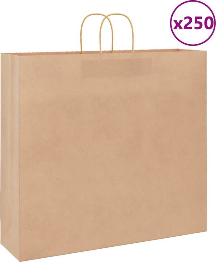 Bilde av Kraftpapirposer 250 stk med håndtak brun 54x15x49 cm