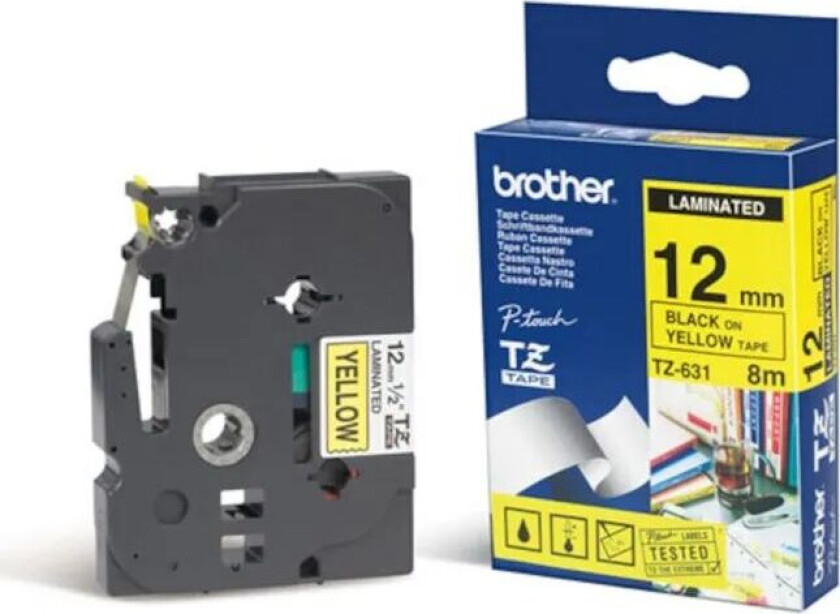 TZe-tape 12 mm Svart/gul