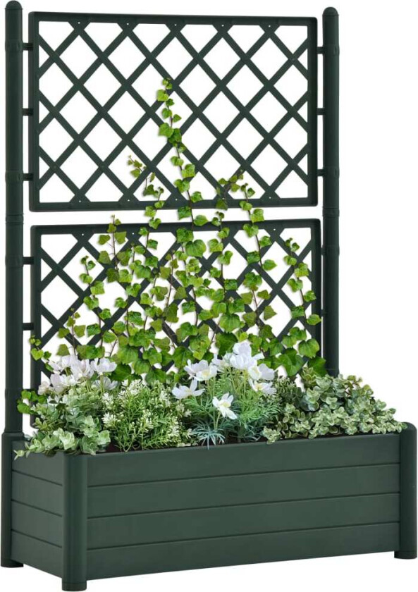 Plantekasse med espalier 100x43x142 cm PP grønn