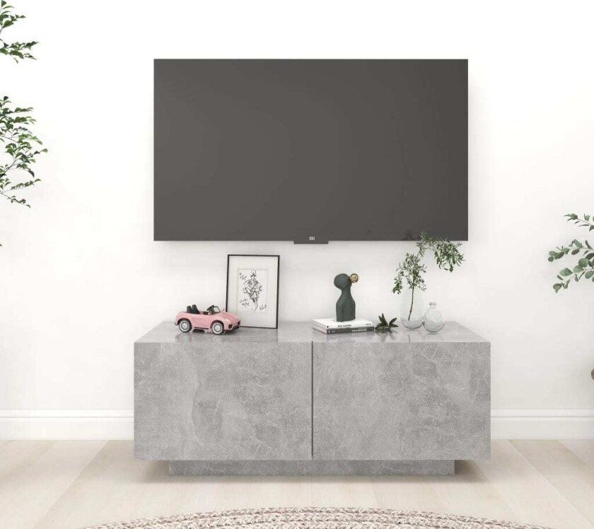 TV-benk betonggrå 100x35x40 cm sponplate
