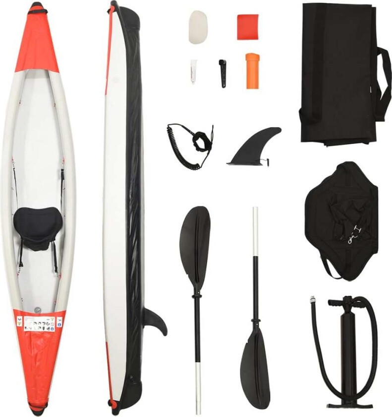 Oppblåsbar kajakk rød 375x72x31 cm polyester